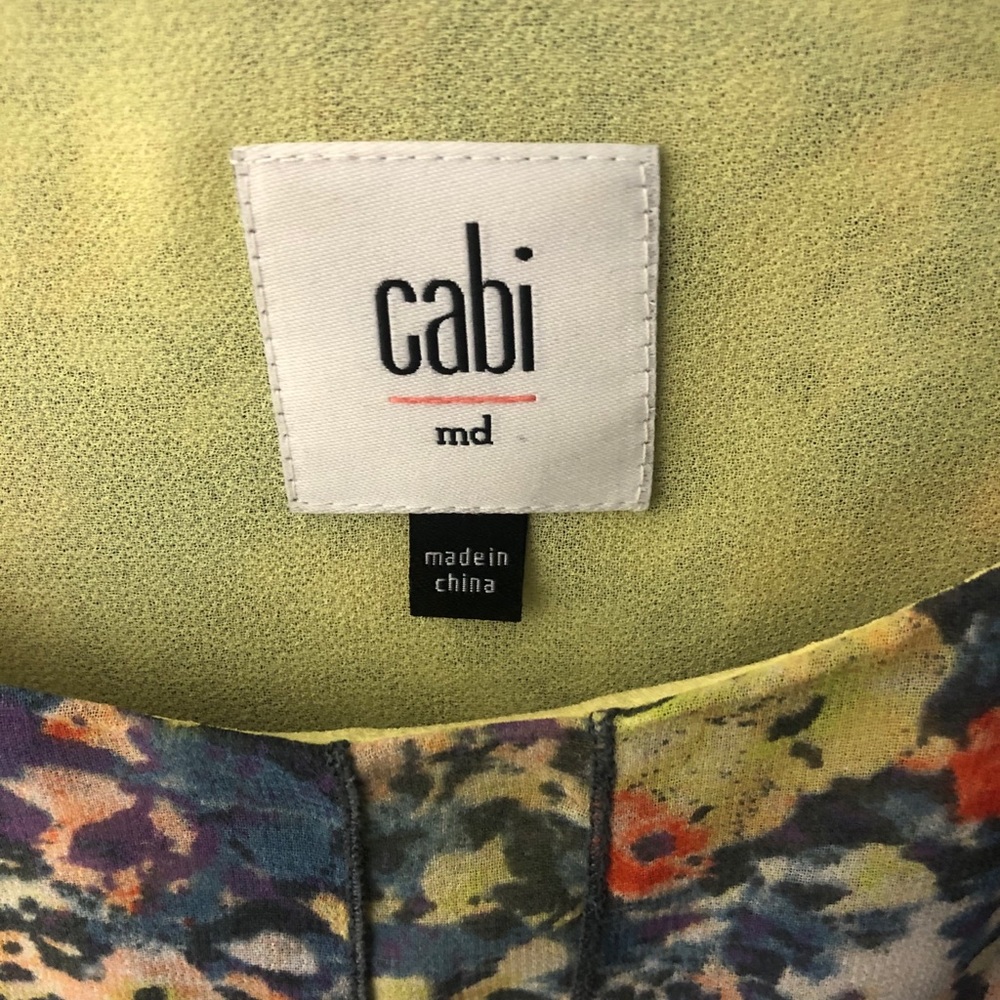 CAbi Yellow Positano Layered Floral Tank